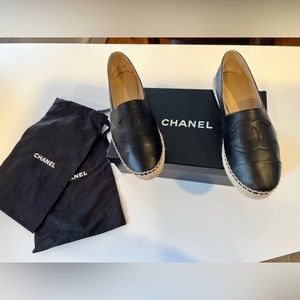 Chanel Lambskin Espadrilles - Black - Size 8 (Eur 39)